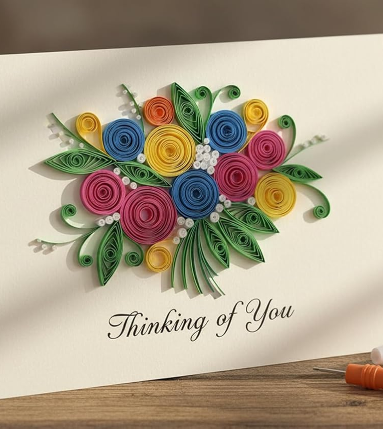 Quilling Paper Strips 5mm Width, Multicolor with Slotted Tool