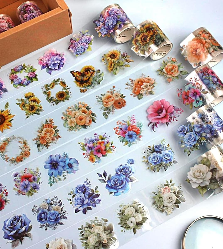 6 Rolls Floral DIY Scrapbooking Decorative Tapes