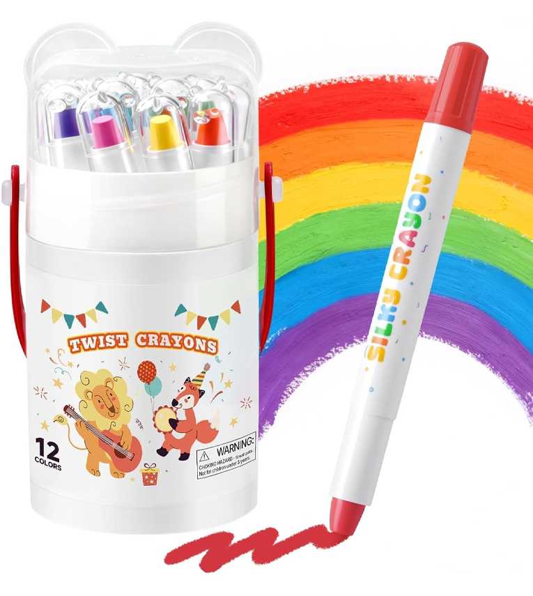 12 Color Twist Crayons for Toddlers 1-3 and Kids 4-8