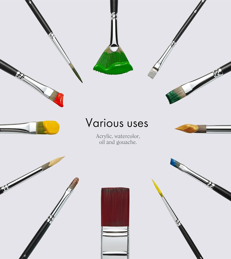 25 Pieces Paint Brush Set, Expert Series, Enhanced Synthetic Art Supplies