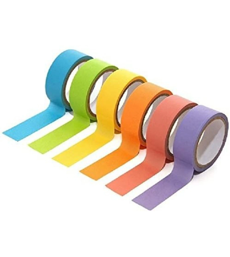 Set of 6 Attractive Neon Color Adhesive Paper Tapes