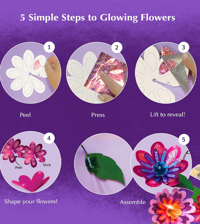 Flower Lights – DIY Foil Art Craft Kit for Girls 9–12