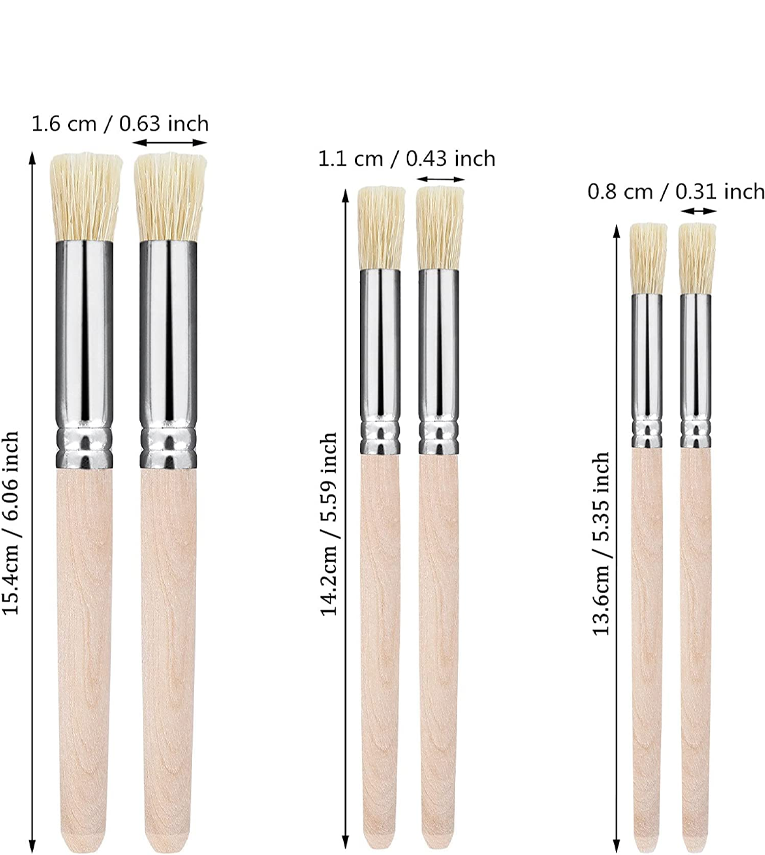 Stencil Brush Set of 6 pc for Acrylic and Oil Painting(Wood)