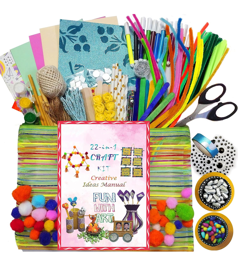 22 in 1 Art and Craft Kit for Girls and Boys with Crafts Supplies Set