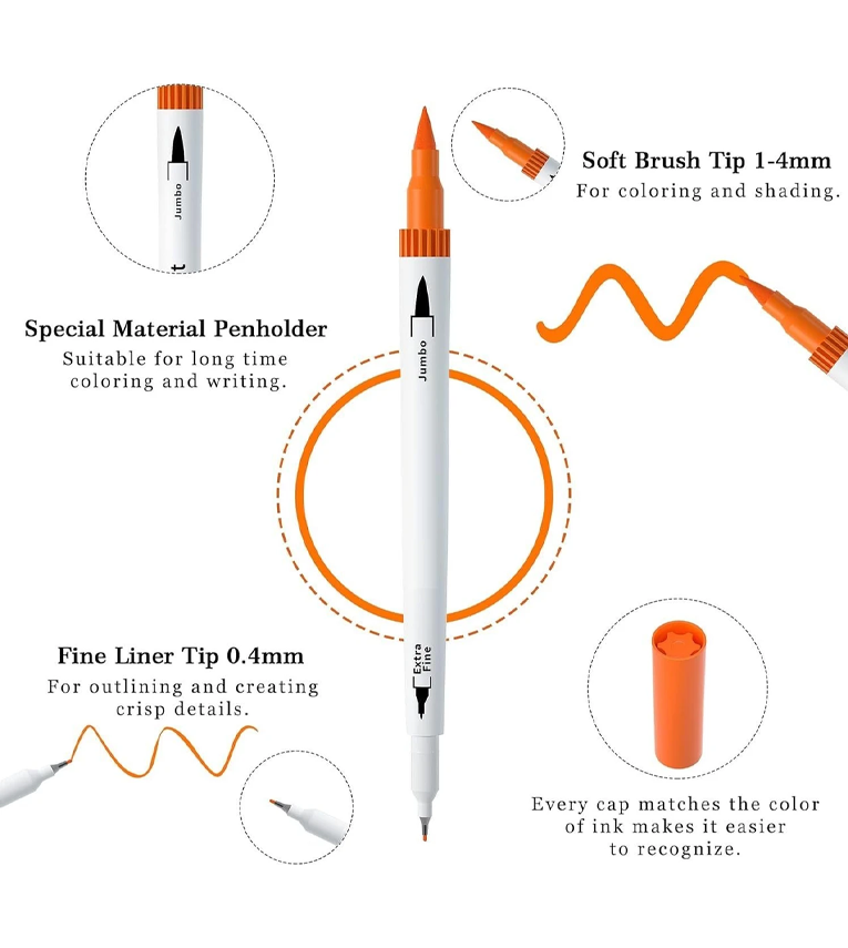 48 Shades Dual Tip Brush Marker Pens Set for Coloring