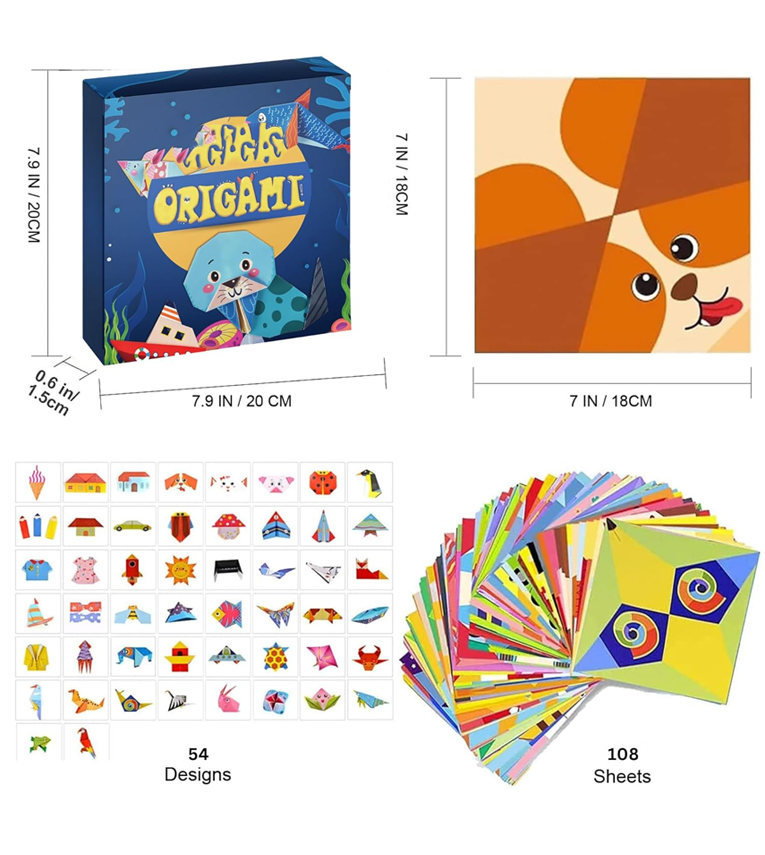 Origami Paper with Instruction Book for Kids