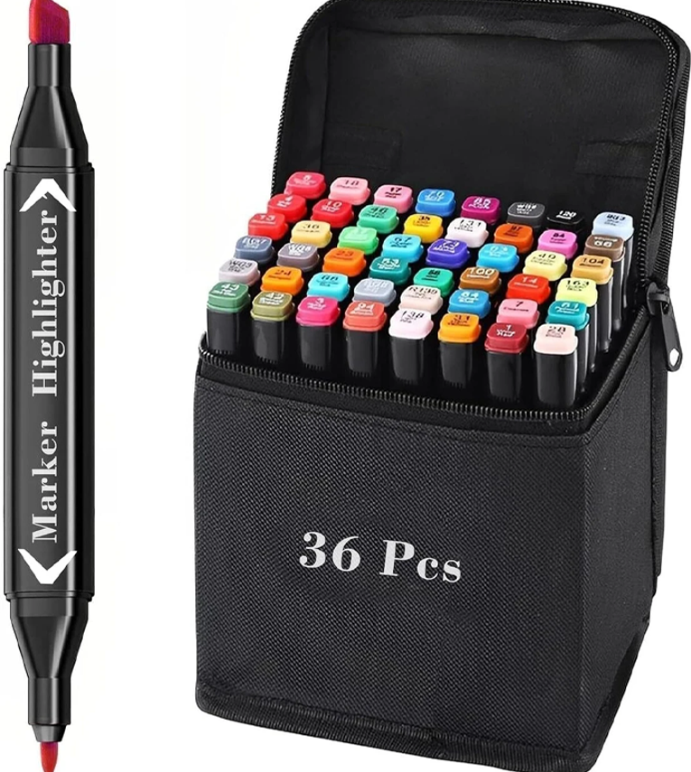 36 Pc Dual Tip Highlighter & Marker Set for Drawing