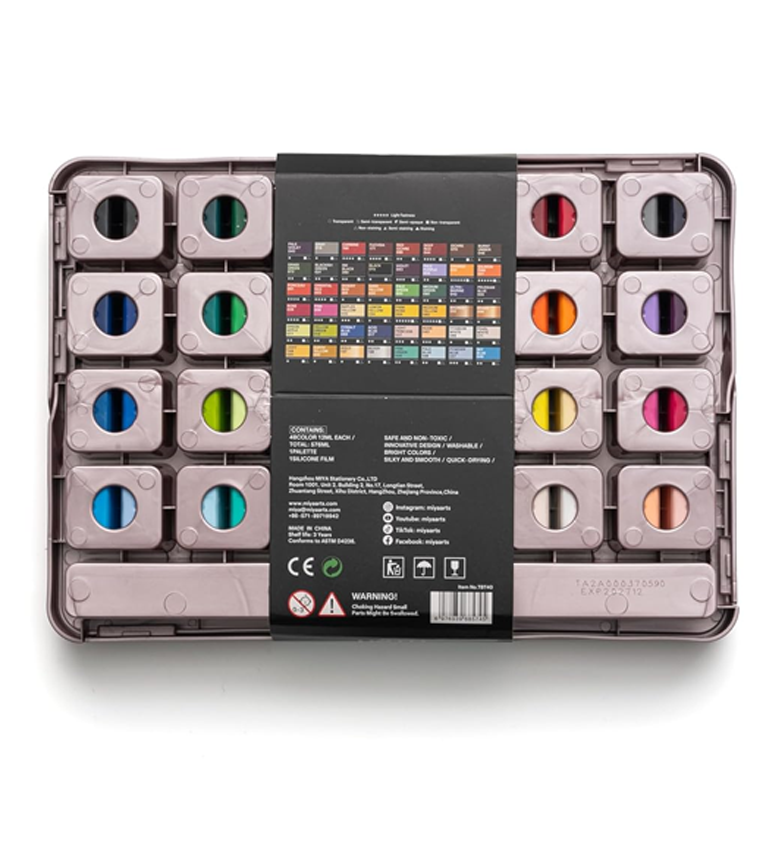 HIMI - Acrylic Paint - Twin Cups - 48 Colours - 12g Jelly Cups - Non Toxic Paint