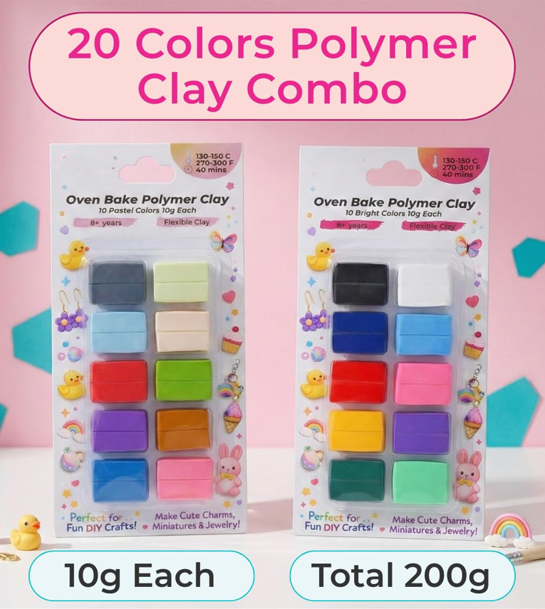Polymer Clay 20 Colors Oven Bake Modelling Clay Set