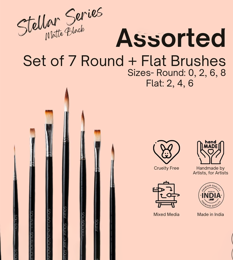 Flat + Round Paint Brushes Set