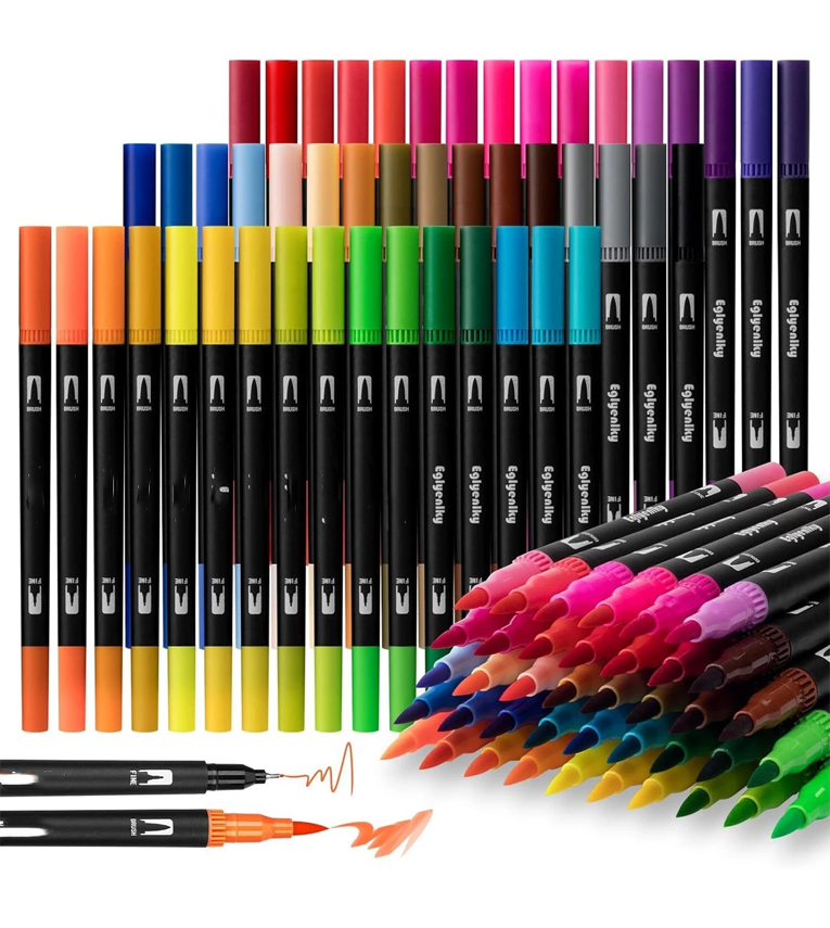 48 Shades Dual Tip Brush Marker Pens Set for Coloring