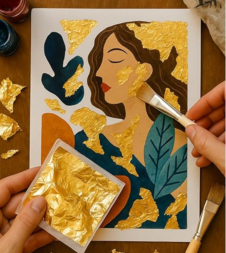 Gold Leaf Sheets for Art & Crafts (8 x 8 cm, 100 Sheets)