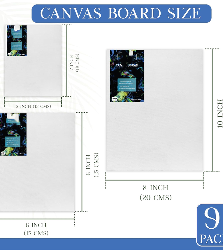 Canvas Board for Painting- (8X10 | 5x7 | 6X6) 3 pcs each
