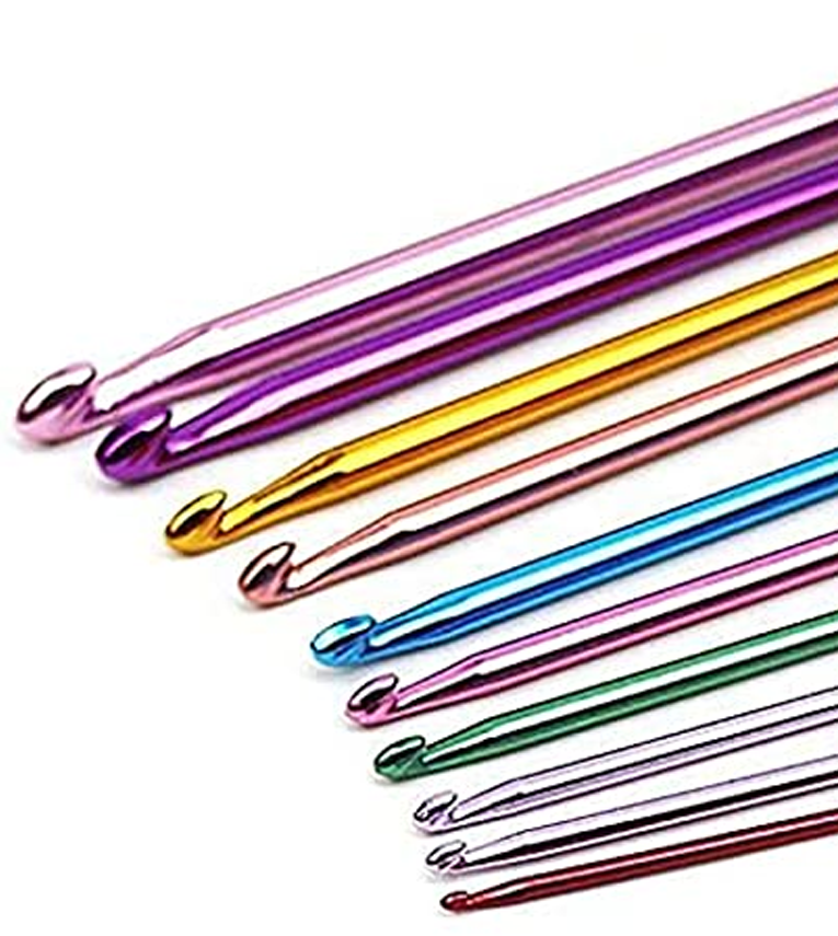 11 Sizes Multicolor Aluminum Crochet Hooks