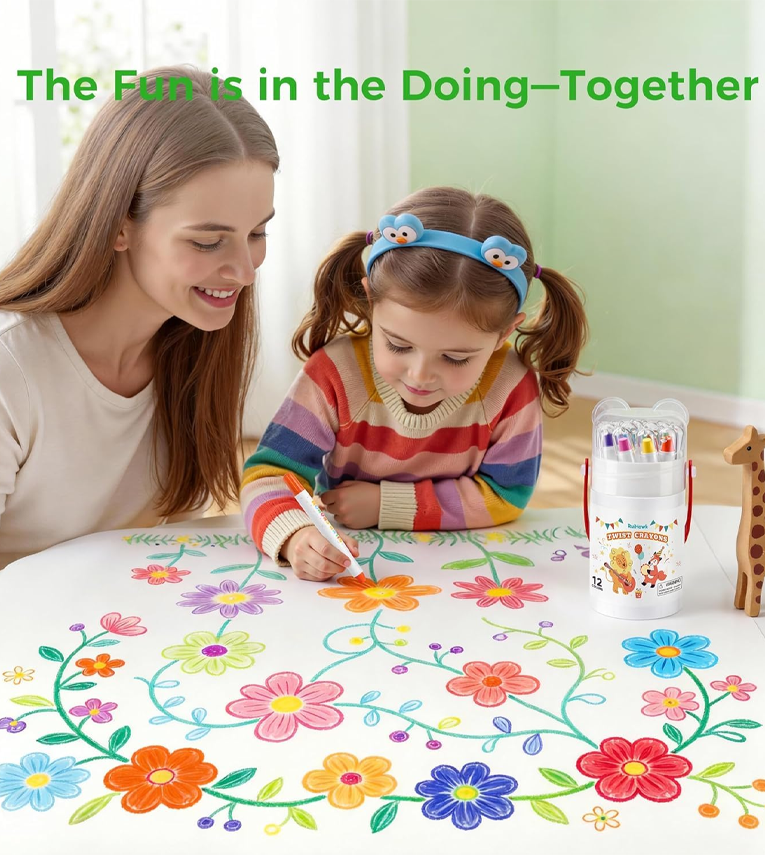 12 Color Twist Crayons for Toddlers 1-3 and Kids 4-8