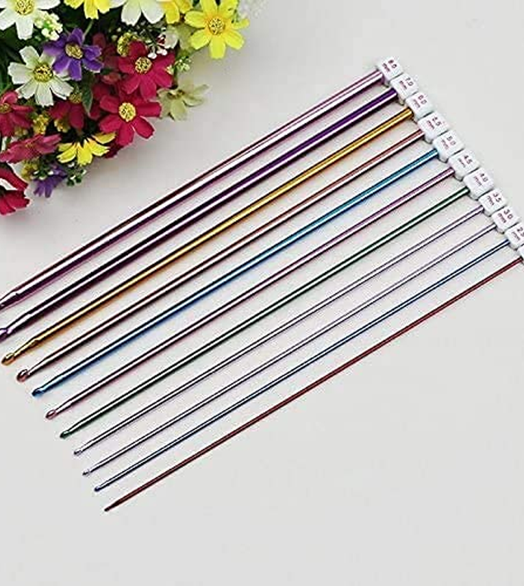 11 Sizes Multicolor Aluminum Crochet Hooks