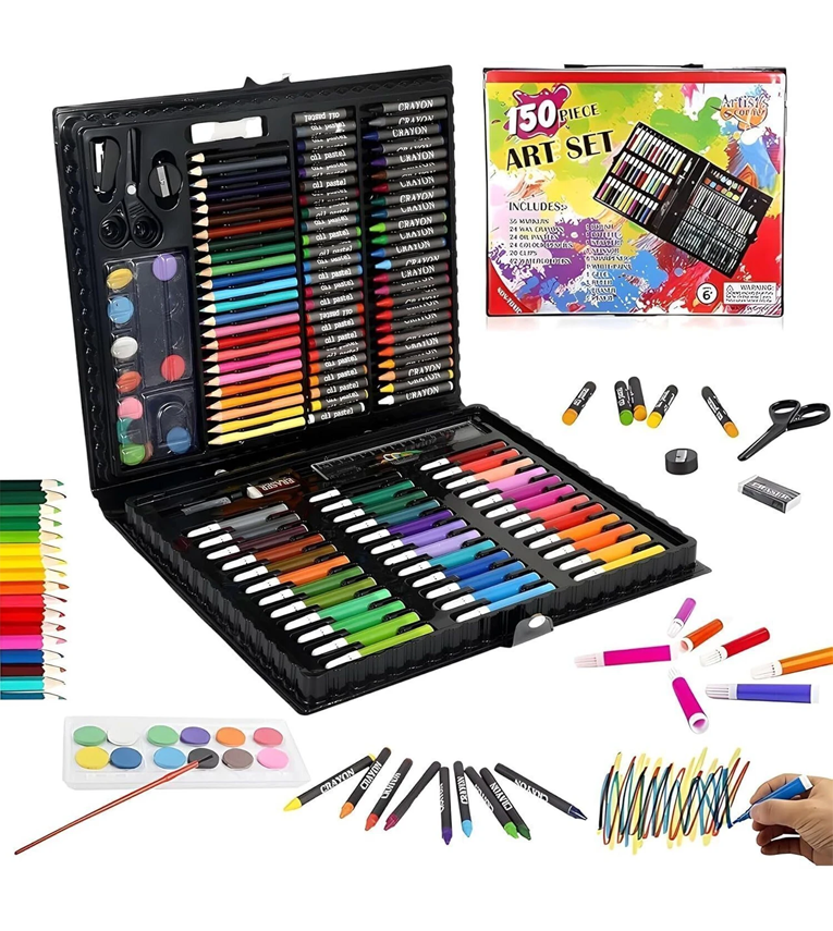 150 pcs Painting Set Color Pencils with Portable Art Box-Drawing kit Markers Art
