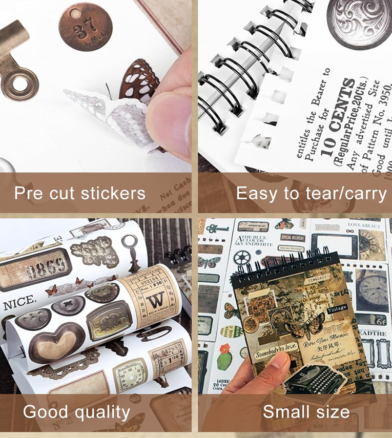595PCS Pre Cut Vintage Stickers Book