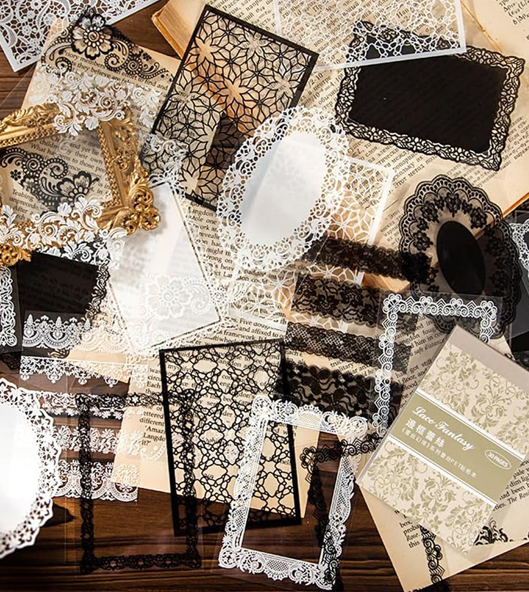 120 PCS Lace Scrapbook Paper Stickers