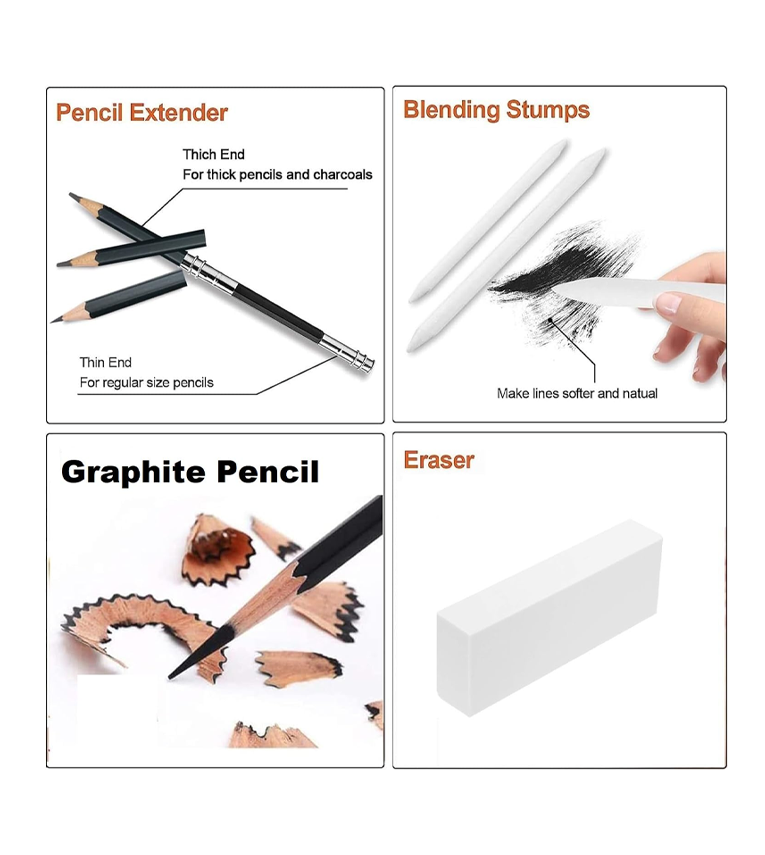 28 Pc Drawing Pencils Sketch Pencil Set Art Supplies