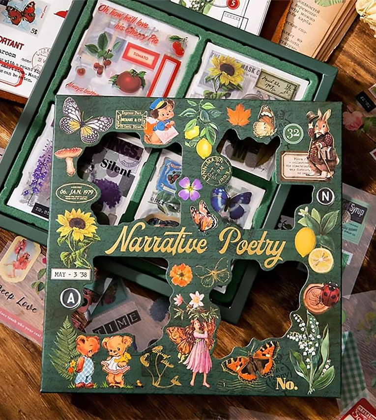 Self Adhesive 640Pcs /100 Sheets, Vintage Nature Stickers