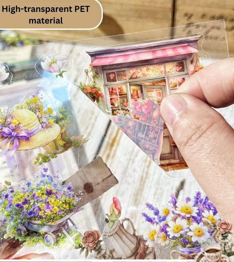 Vintage Flower House PET Sticker Book