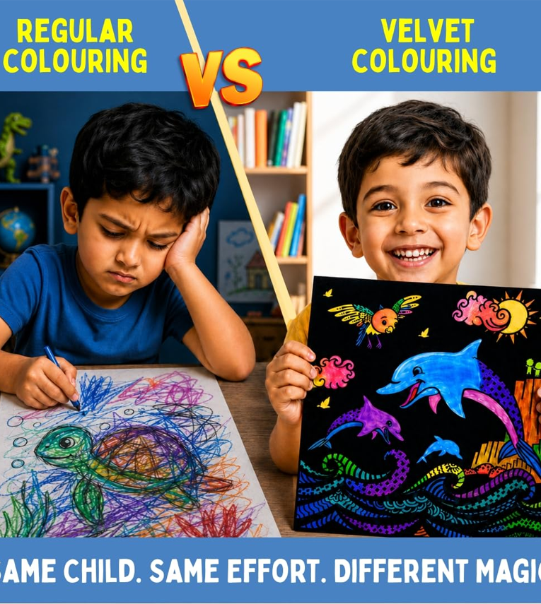Velvet Coloring Cards for Kids - 6 Ocean Life Art Cards