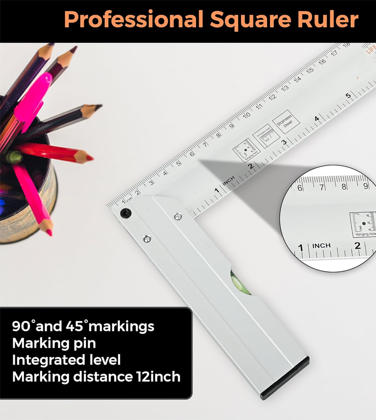 12-Inch Tri-Square Aluminum Ruler