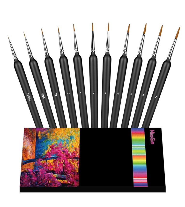 11Pcs Paint Brushes,Miniature Paint Brushes with Ergonomics Grip Handles
