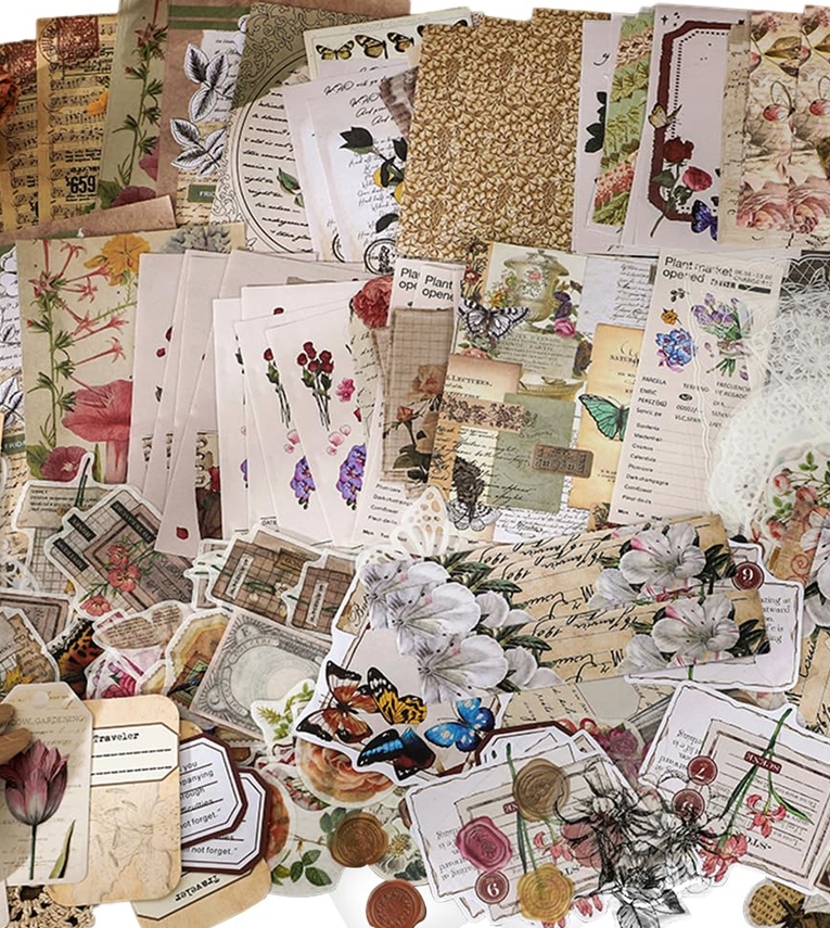 260Pcs Sheets Vintage Journaling Supplies
