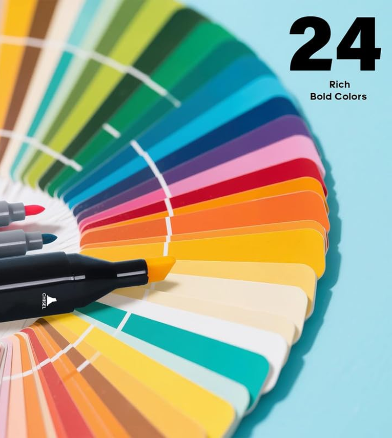 Dual Tip Colorful Art Markers 24 Colors Sketch Pens