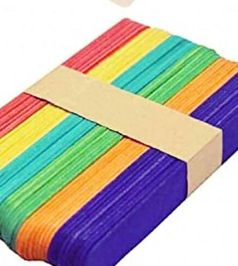 200 Sticks(100 Colored and 100 Plain) Sticks Natural Wooden ice Cream Sticks