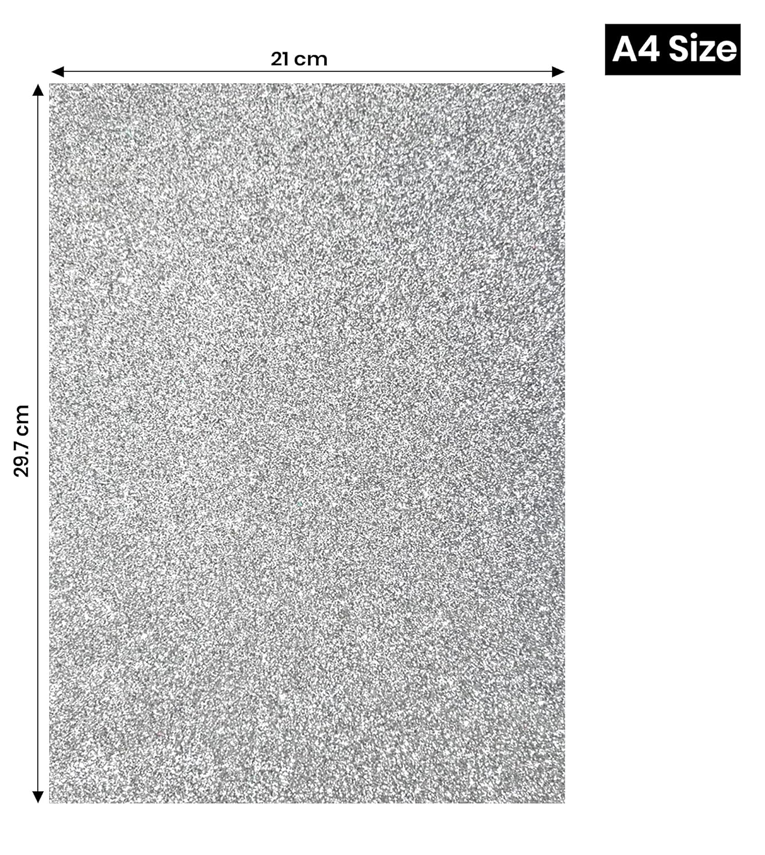 A4 Size Glitter Foam Sheets, Sparkles Silver Colour