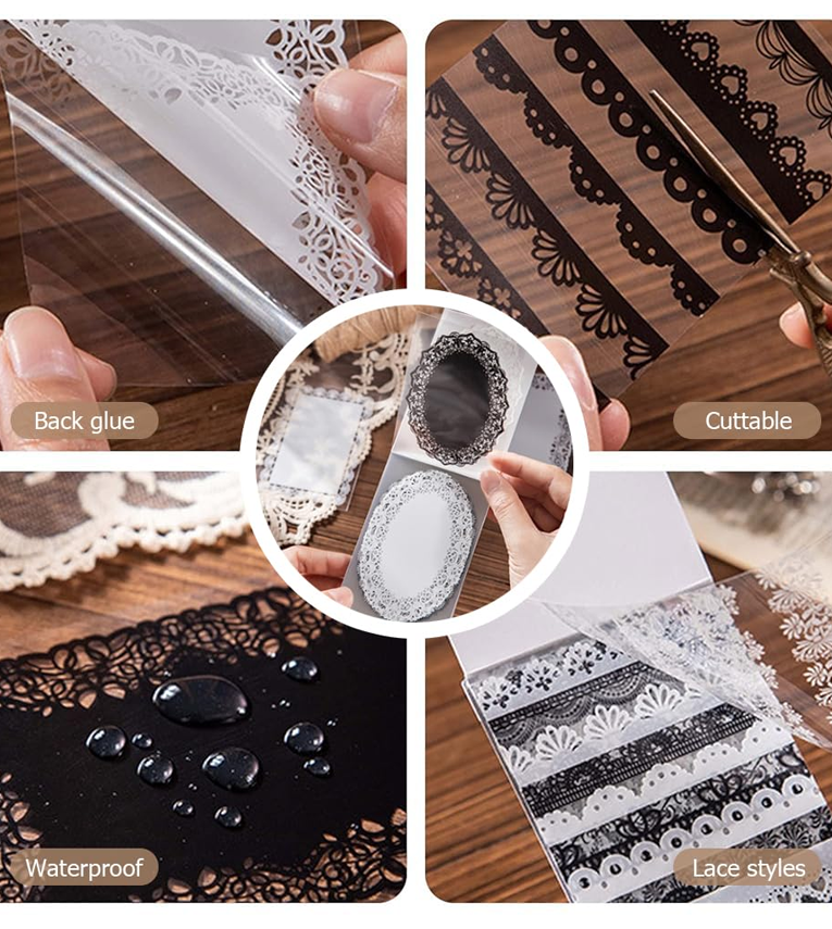120 PCS Lace Scrapbook Paper Stickers
