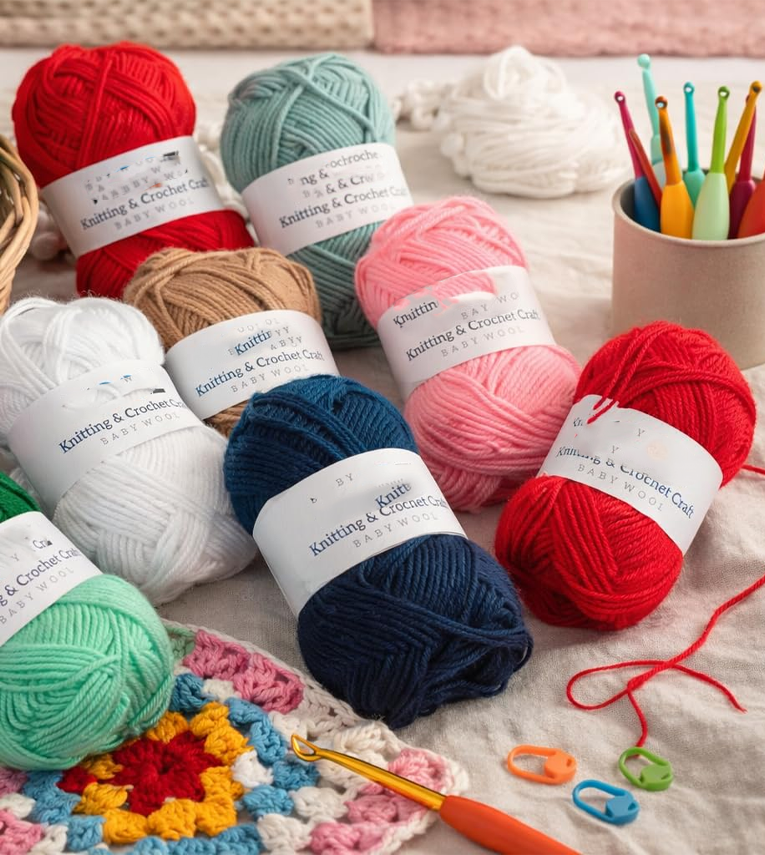 Baby Wool Yarn Set – (20g Each) Soft Knitting & Crochet Wool
