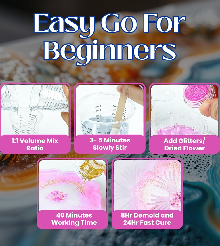 DIY Epoxy Resin Art Kit With Moulds Agate Coaster Making Kit