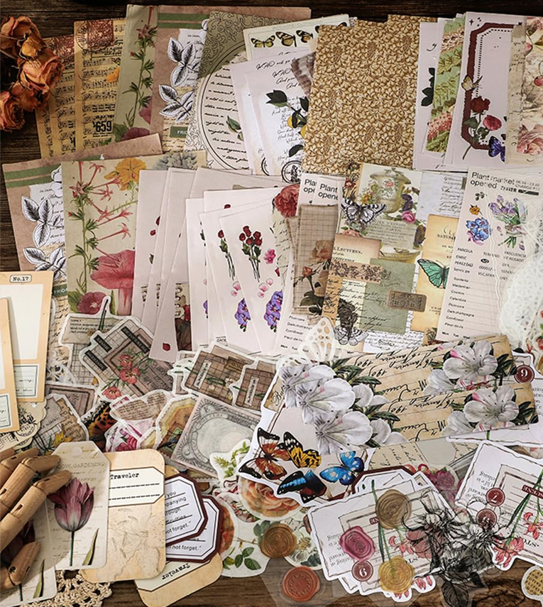 260Pcs Sheets Vintage Journaling Supplies