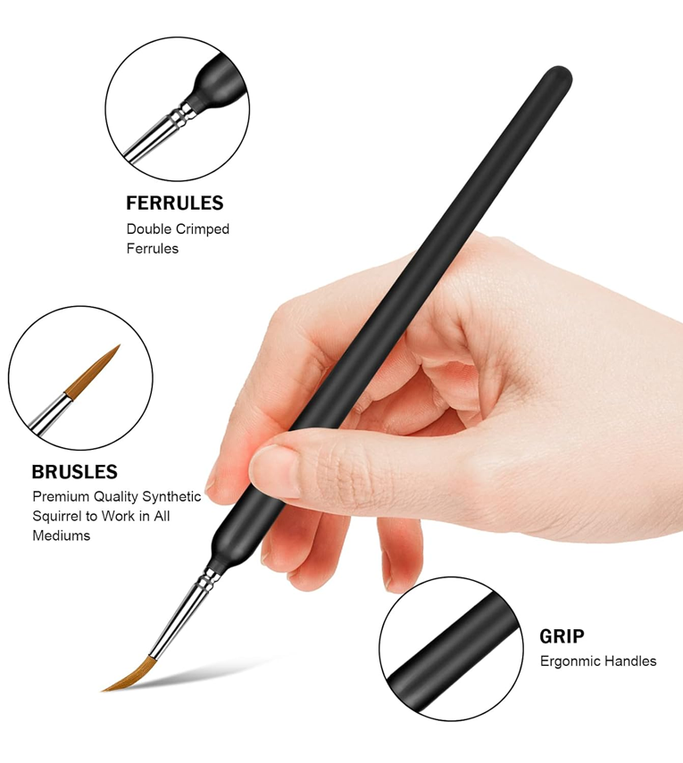 11Pcs Paint Brushes,Miniature Paint Brushes with Ergonomics Grip Handles