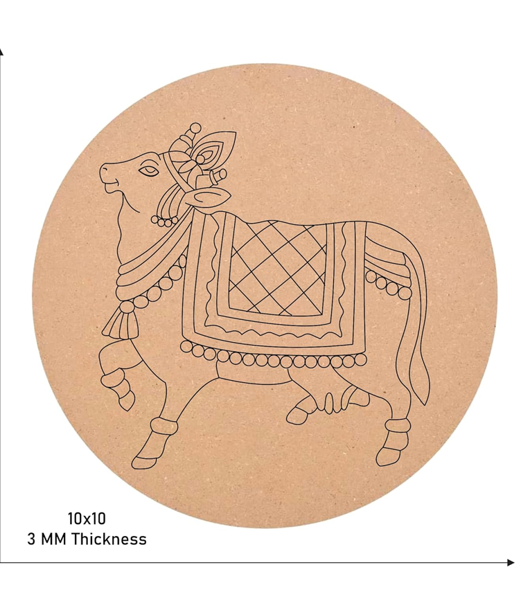 Premarked MDF Board for Lippan Art Left Side Face Cow Design Base - 11 x 11
