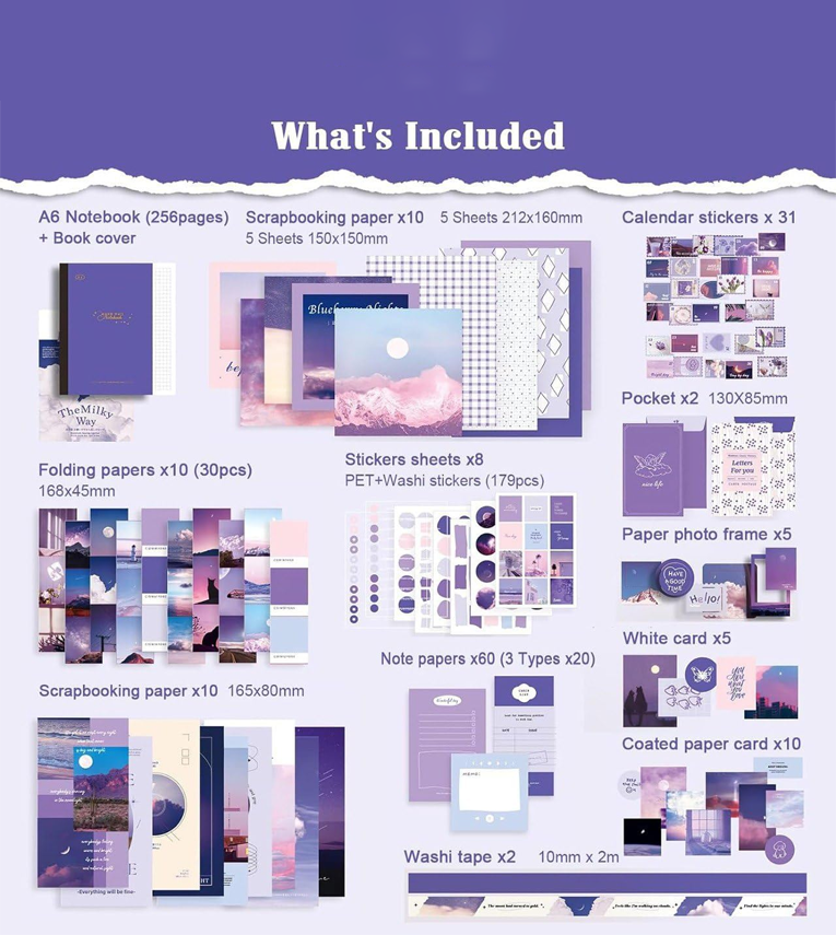 Purple Aesthetic Vintage Scrapbook Pack Kit