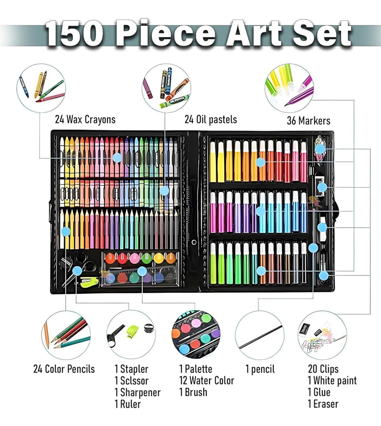 150 pcs Painting Set Color Pencils with Portable Art Box-Drawing kit Markers Art