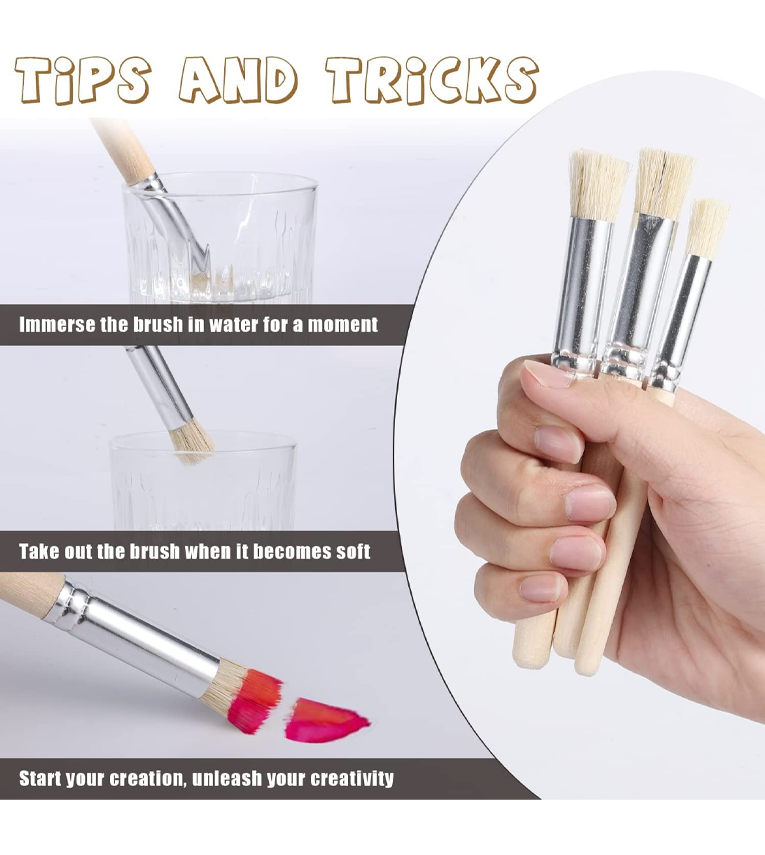 Stencil Brush Set of 6 pc for Acrylic and Oil Painting(Wood)