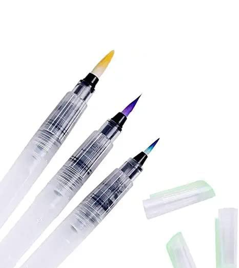 Water Brush Pen for Watercolor Calligraphy Drawing Painting Tool Marker 3 Pcs