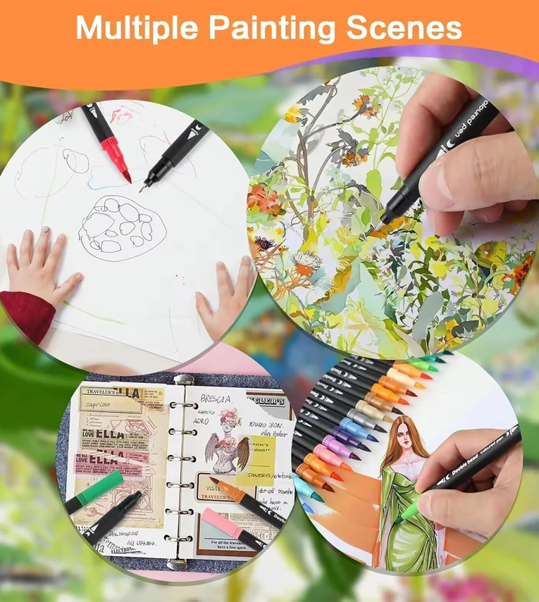48 Shades Dual Tip Brush Marker Pens Set for Coloring