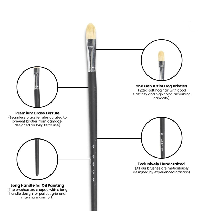 Hair Mix Paintbrush Set 11pcs, Professional Long Handle Brushes for Oil