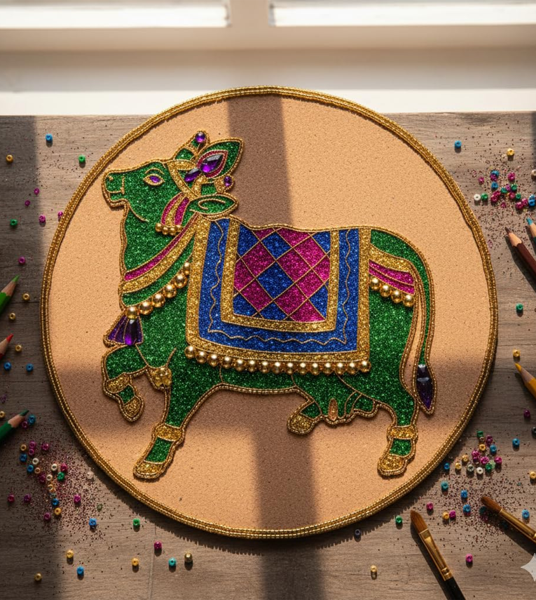 Premarked MDF Board for Lippan Art Left Side Face Cow Design Base - 11 x 11