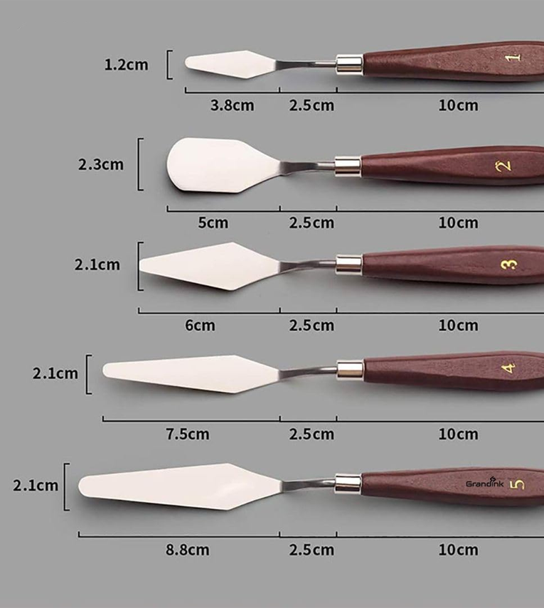 Palette Painting Knives - Set of 5 Various Sizes & Shapes