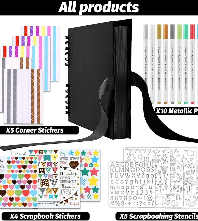 DIY Scrapbook Album Black Spiral Photo Book for A4 Couple Special