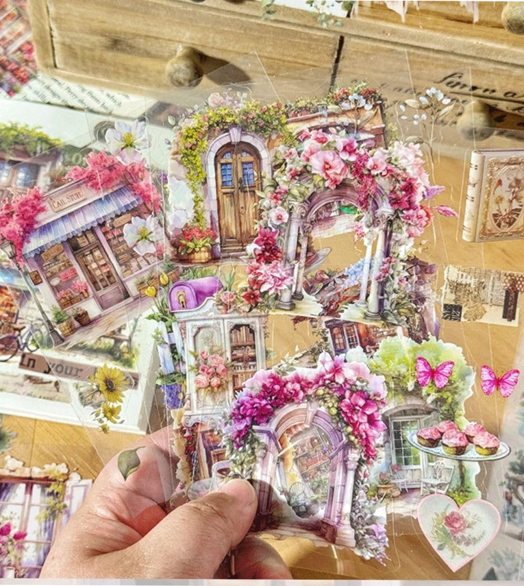 Vintage Flower House PET Sticker Book