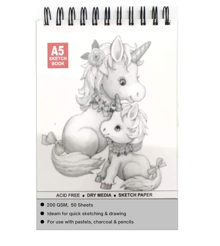 50 Sheet A5 200GSM Sketch book 5.8 x 8.3 Inch